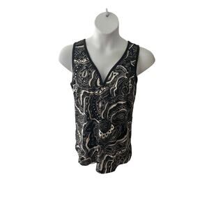 TRIXIE + LULU, SIZE XL, SLEEVELESS TOP, BLACK/WHITE DESIGN